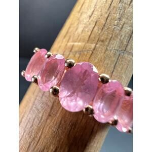 Pink Sapphire 925 Gold Vermeil Ring Size 7